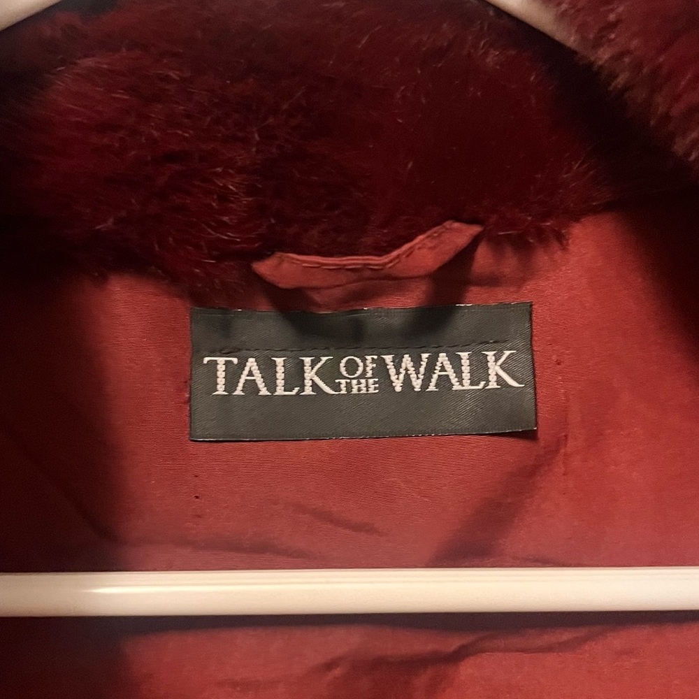 🎉🎉Red Contrast Trim Faux Croc Leather & Faux Fur Snap Button Front Zipper Moto - Picture 9 of 17